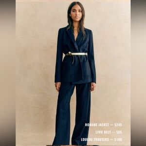 Sezane Romane Jacket Navy & Ecru Stripes - Size 4